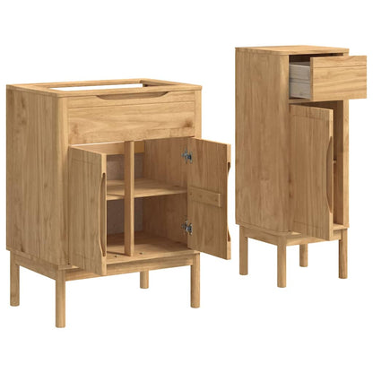 Badezimmermöbel-Set FLORO 2 pcs Wachsbraun Massivholz Kiefer