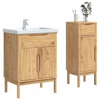 Badezimmermöbel-Set FLORO 2 pcs Wachsbraun Massivholz Kiefer