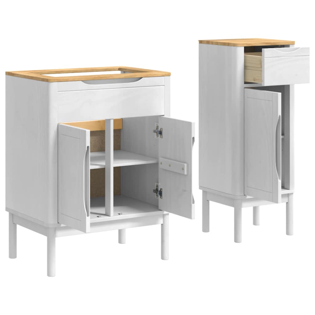 vidaXL Badezimmermöbel-Set mit Tür FLORO 2 pcs Weiß Massivholz Kiefer