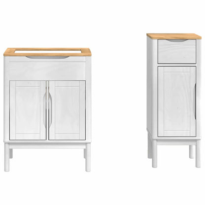 vidaXL Badezimmermöbel-Set mit Tür FLORO 2 pcs Weiß Massivholz Kiefer