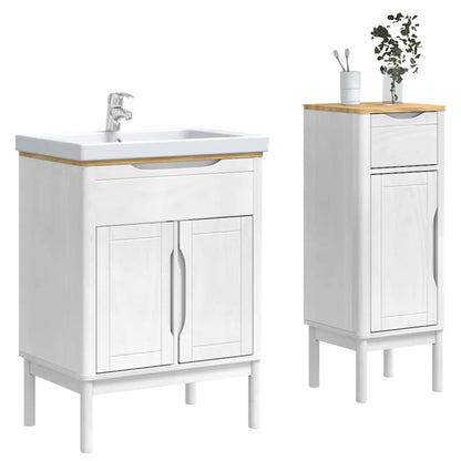 vidaXL Badezimmermöbel-Set mit Tür FLORO 2 pcs Weiß Massivholz Kiefer