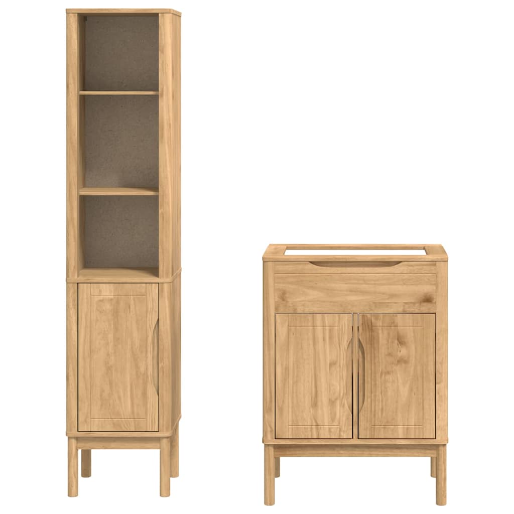 vidaXL Badezimmermöbel-Set FLORO 2 pcs Wachsbraun Massivholz Kiefer
