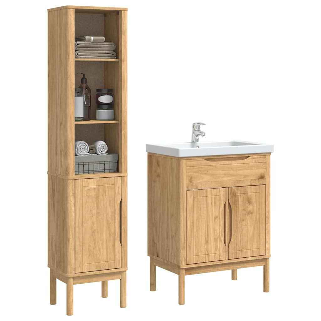 vidaXL Badezimmermöbel-Set FLORO 2 pcs Wachsbraun Massivholz Kiefer