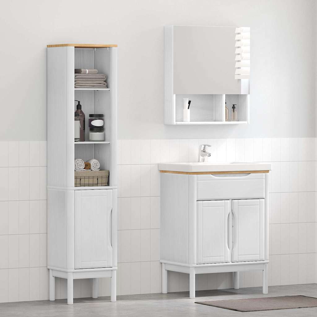 vidaXL Badezimmermöbel-Set mit Tür FLORO 2 pcs Weiß Massivholz Kiefer