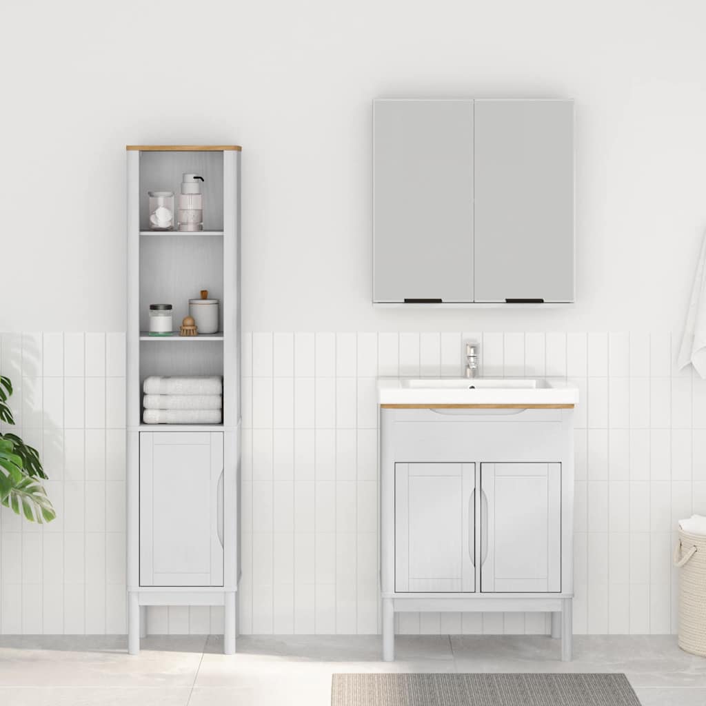 vidaXL Badezimmermöbel-Set mit Tür FLORO 2 pcs Weiß Massivholz Kiefer
