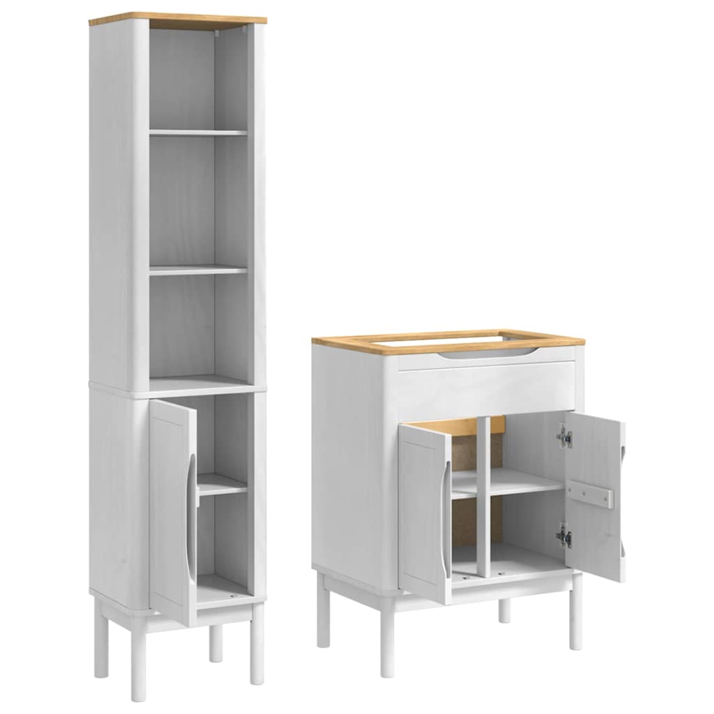 vidaXL Badezimmermöbel-Set mit Tür FLORO 2 pcs Weiß Massivholz Kiefer