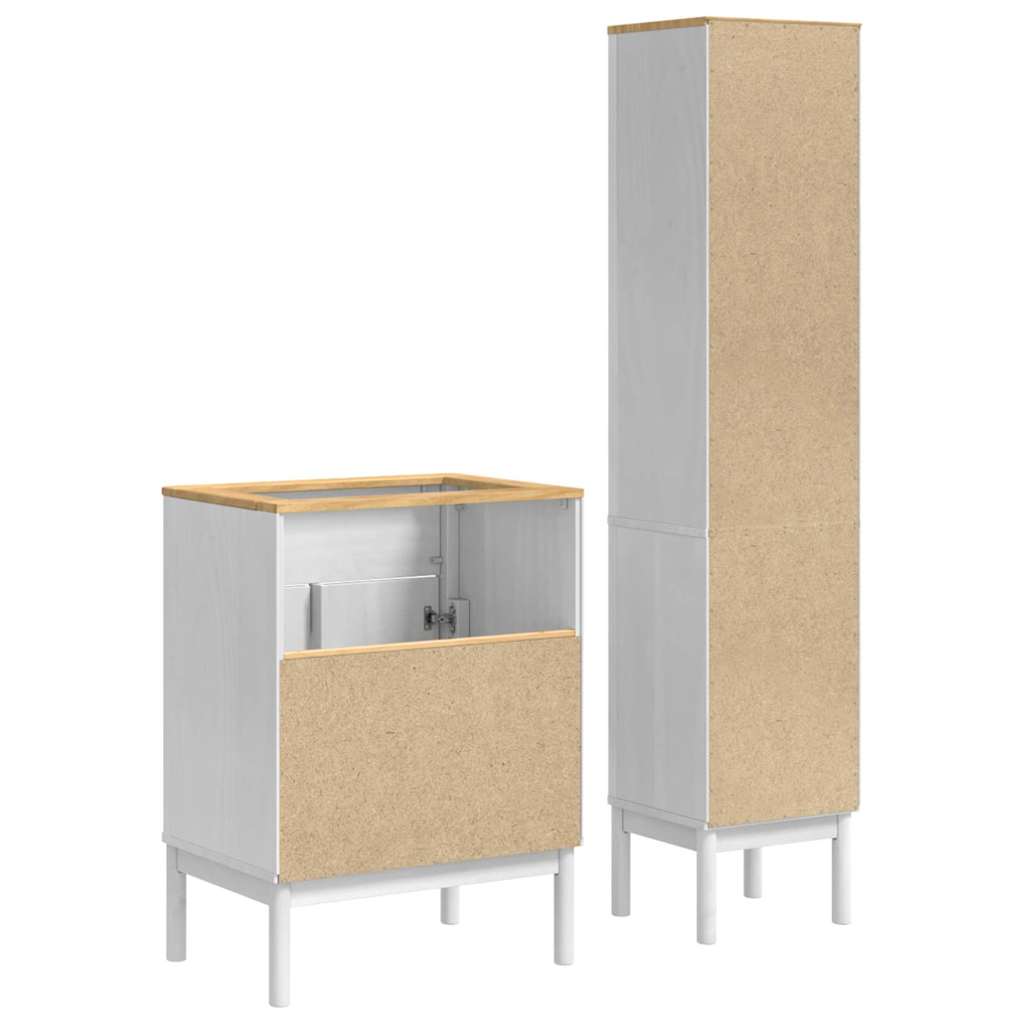 vidaXL Badezimmermöbel-Set mit Tür FLORO 2 pcs Weiß Massivholz Kiefer
