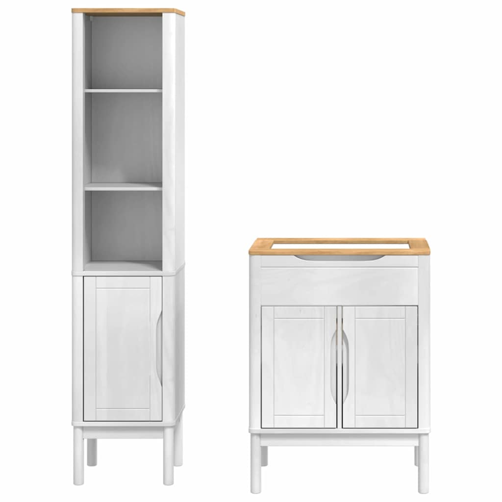 vidaXL Badezimmermöbel-Set mit Tür FLORO 2 pcs Weiß Massivholz Kiefer