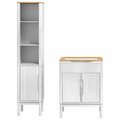 vidaXL Badezimmermöbel-Set mit Tür FLORO 2 pcs Weiß Massivholz Kiefer