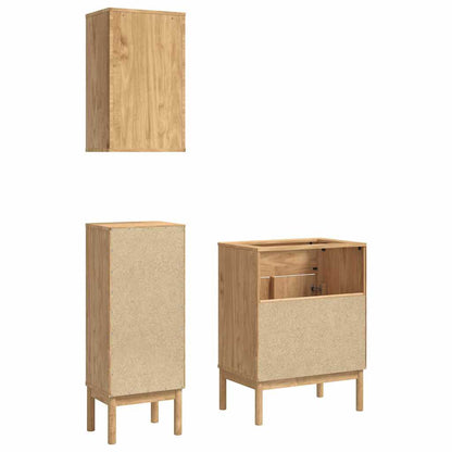 vidaXL Badezimmermöbel-Set FLORO 3 pcs Wachsbraun Massivholz Kiefer