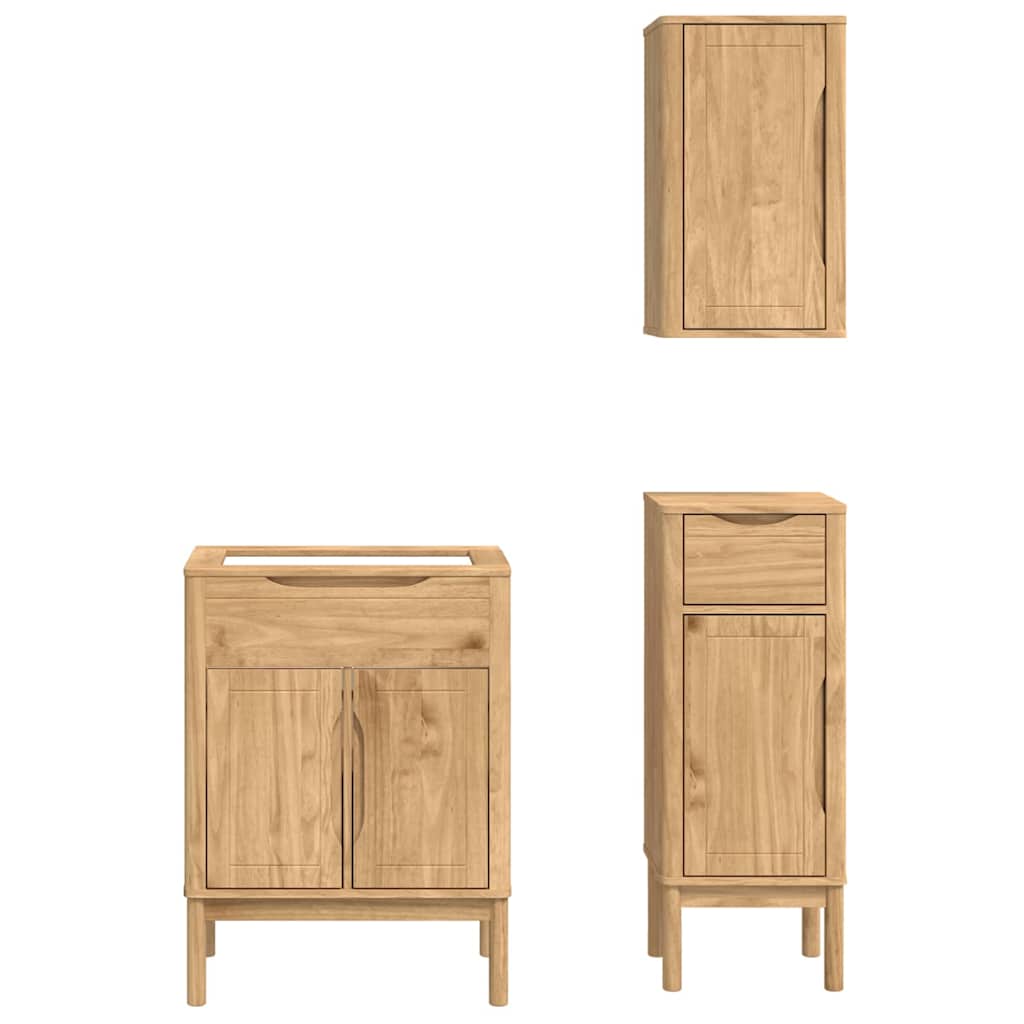 vidaXL Badezimmermöbel-Set FLORO 3 pcs Wachsbraun Massivholz Kiefer