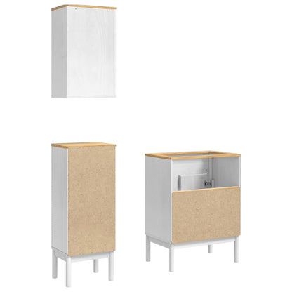 vidaXL Badezimmermöbel-Set mit Tür FLORO 3 pcs Weiß Massivholz Kiefer