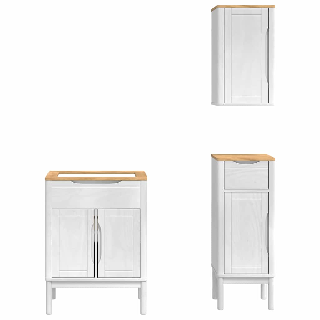 vidaXL Badezimmermöbel-Set mit Tür FLORO 3 pcs Weiß Massivholz Kiefer