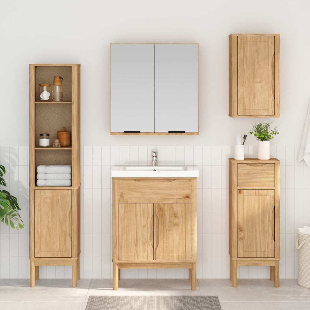 vidaXL Badezimmermöbel-Set FLORO 4 pcs Wachsbraun Massivholz Kiefer
