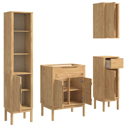 vidaXL Badezimmermöbel-Set FLORO 4 pcs Wachsbraun Massivholz Kiefer