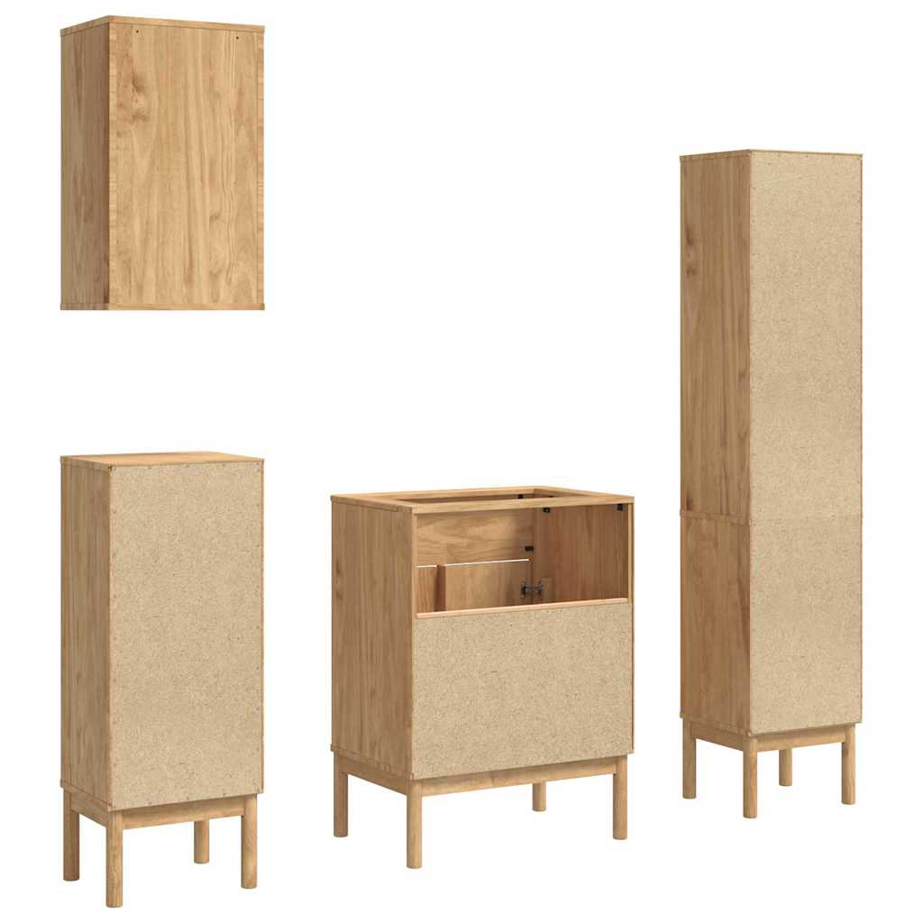 vidaXL Badezimmermöbel-Set FLORO 4 pcs Wachsbraun Massivholz Kiefer