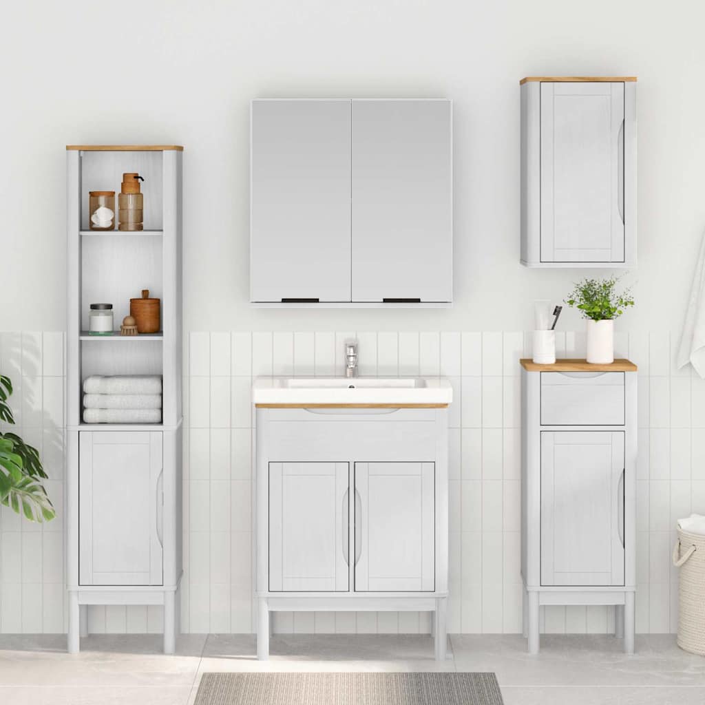 vidaXL Badezimmermöbel-Set mit Tür FLORO 4 pcs Weiß Massivholz Kiefer