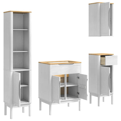 vidaXL Badezimmermöbel-Set mit Tür FLORO 4 pcs Weiß Massivholz Kiefer