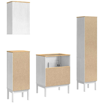 vidaXL Badezimmermöbel-Set mit Tür FLORO 4 pcs Weiß Massivholz Kiefer