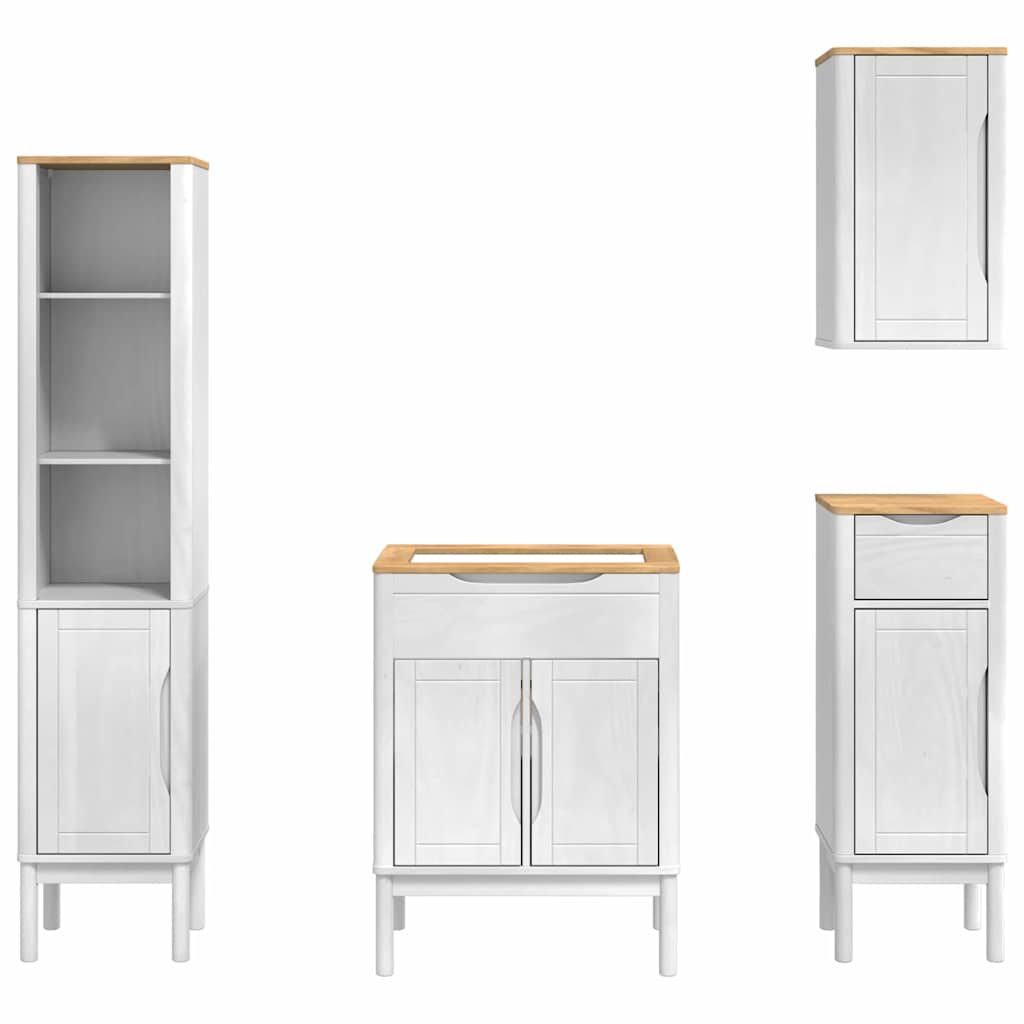 vidaXL Badezimmermöbel-Set mit Tür FLORO 4 pcs Weiß Massivholz Kiefer