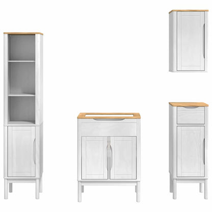 vidaXL Badezimmermöbel-Set mit Tür FLORO 4 pcs Weiß Massivholz Kiefer