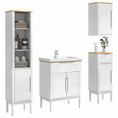 vidaXL Badezimmermöbel-Set mit Tür FLORO 4 pcs Weiß Massivholz Kiefer