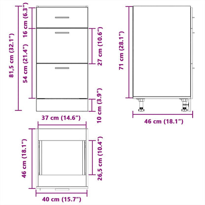 vidaXL Küchenunterschrank Schwarz Eichen-Optik 40 x 46 x 81.5 cm