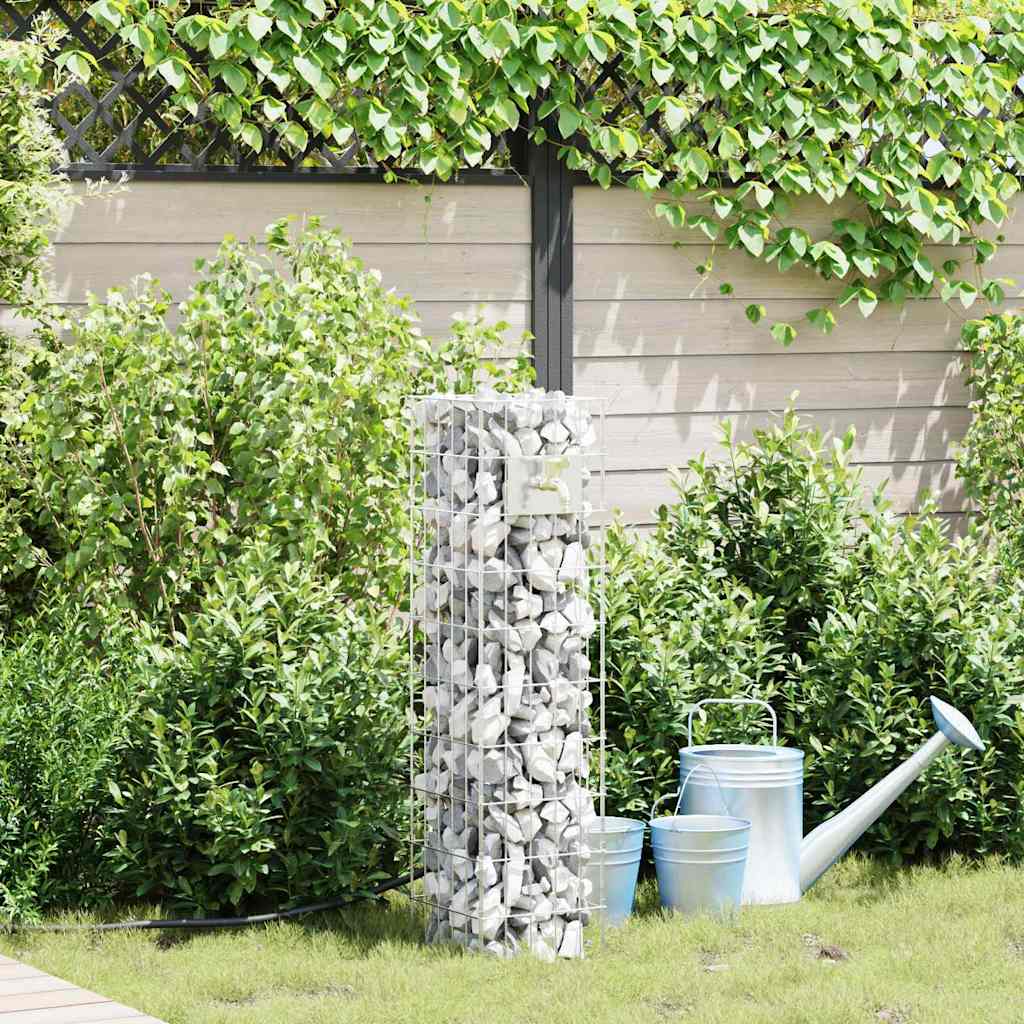 Gabionen Wasserhahn Silber 25 x 25 x 100 cm Edelstahl