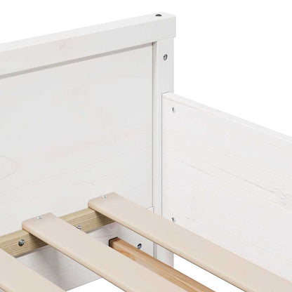 Bettrahmen mit Matratze Weiß 80 x 200 cm Massives Kiefernholz