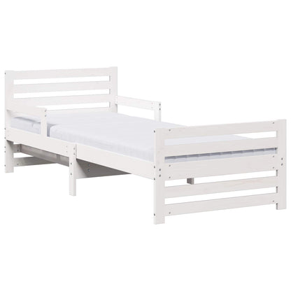 Bettrahmen mit Matratze Weiß 80 x 200 cm Massives Kiefernholz