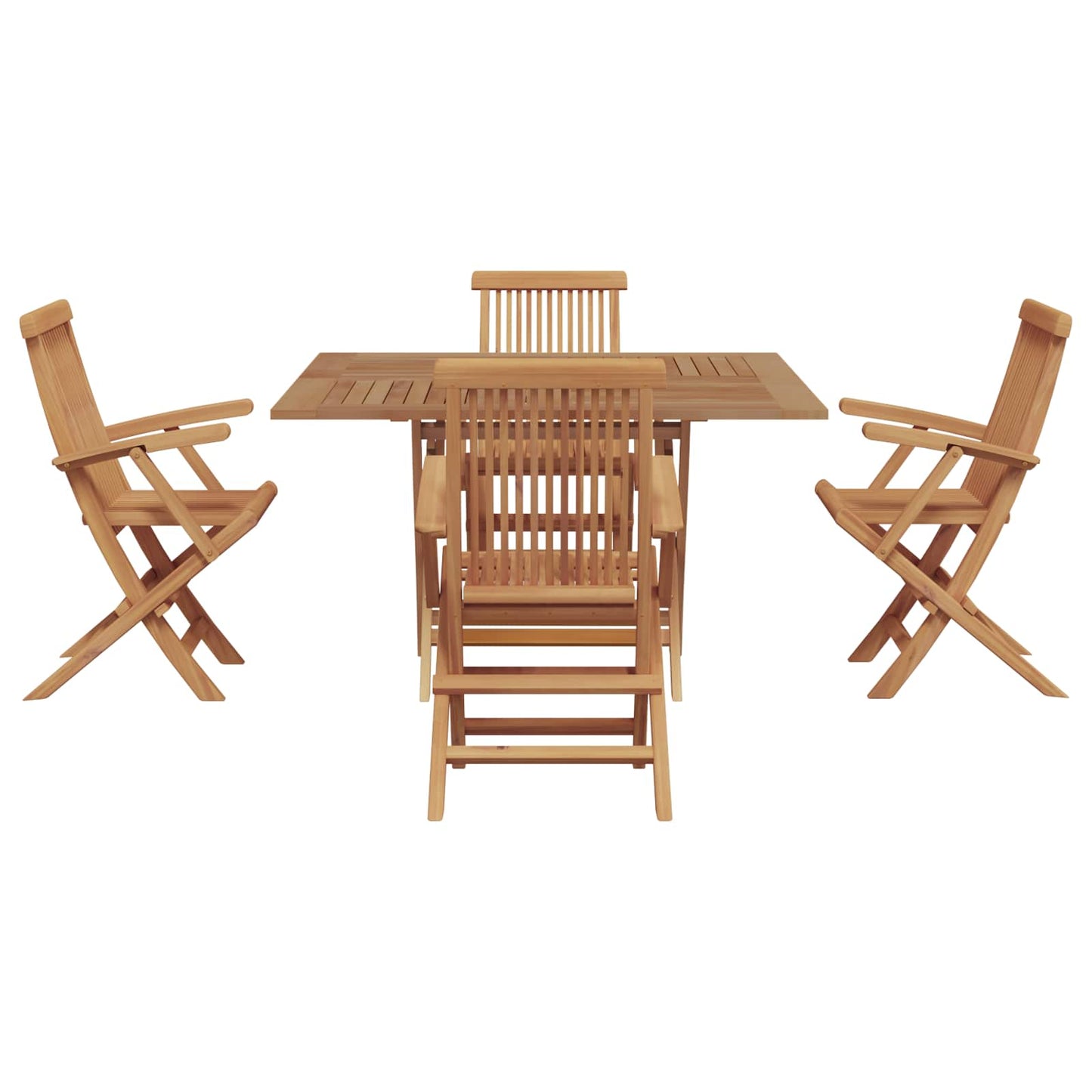 vidaXL Garten Essgruppe 5 pcs Braun Massivholz Teak