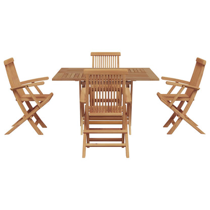 vidaXL Garten Essgruppe 5 pcs Braun Massivholz Teak