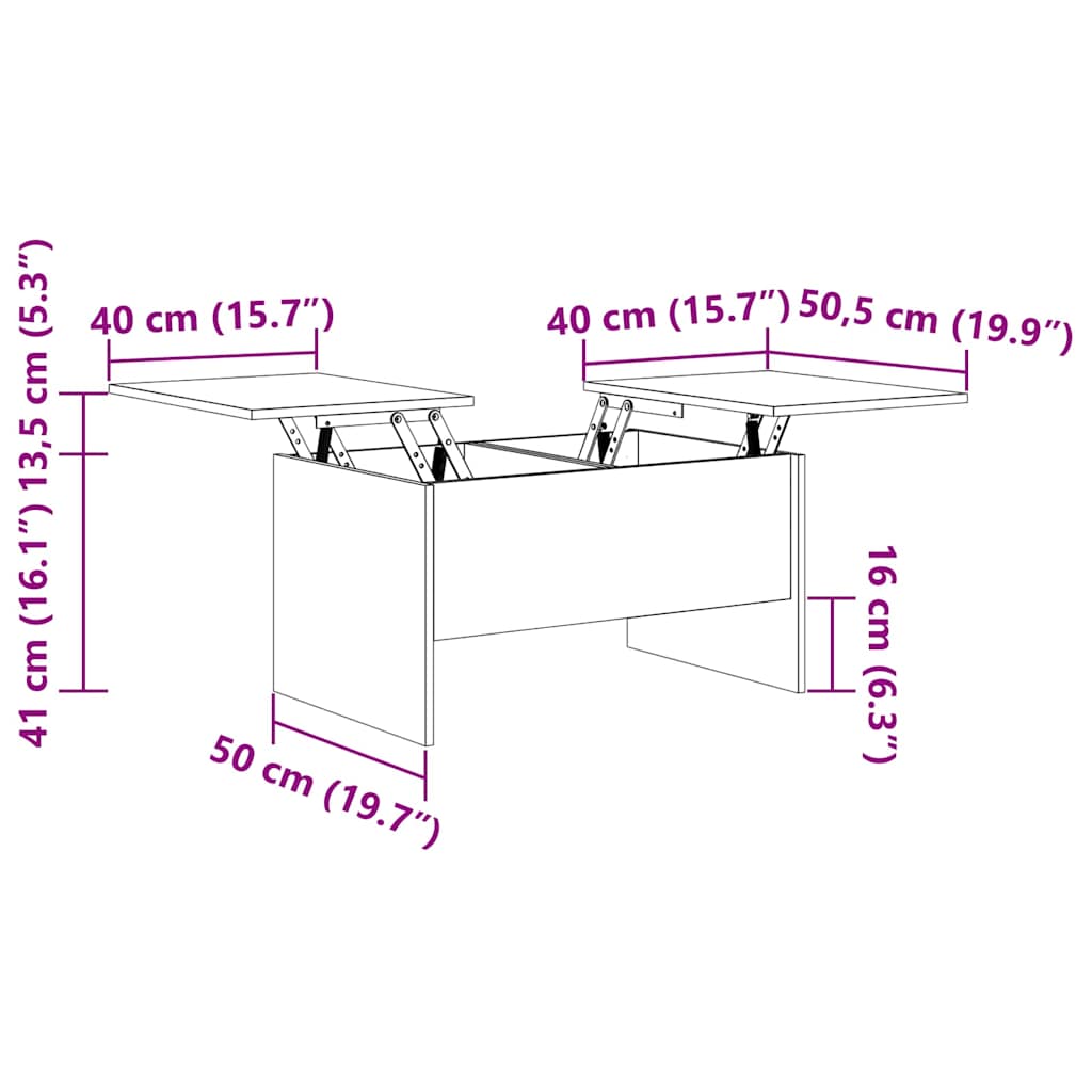 vidaXL Table basse noire aspect chêne 102 x 50,5 x 46,5 cm