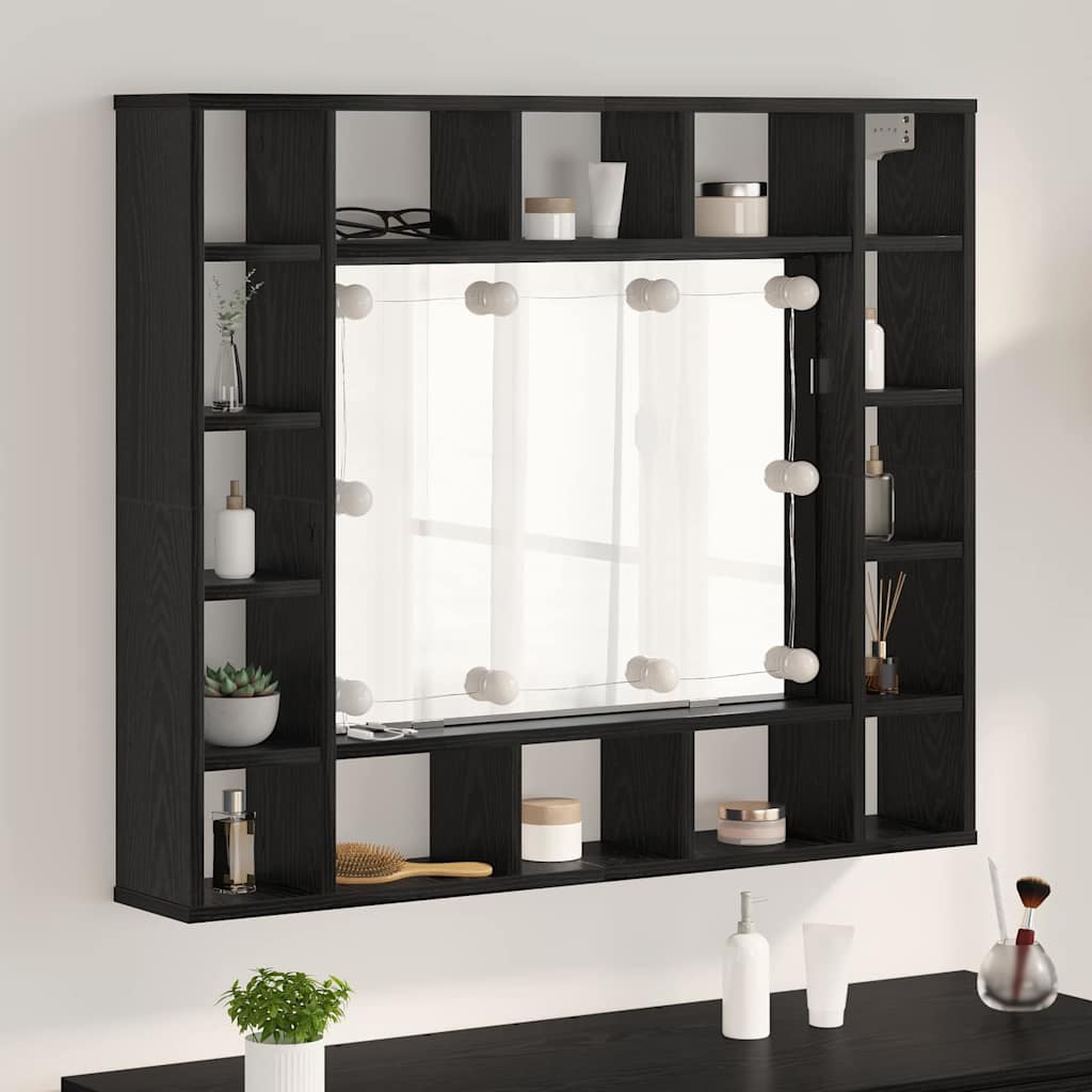 Spiegelschrank mit Regal Schwarz Eichen-Optik 91 x 15 x 76,5 cm