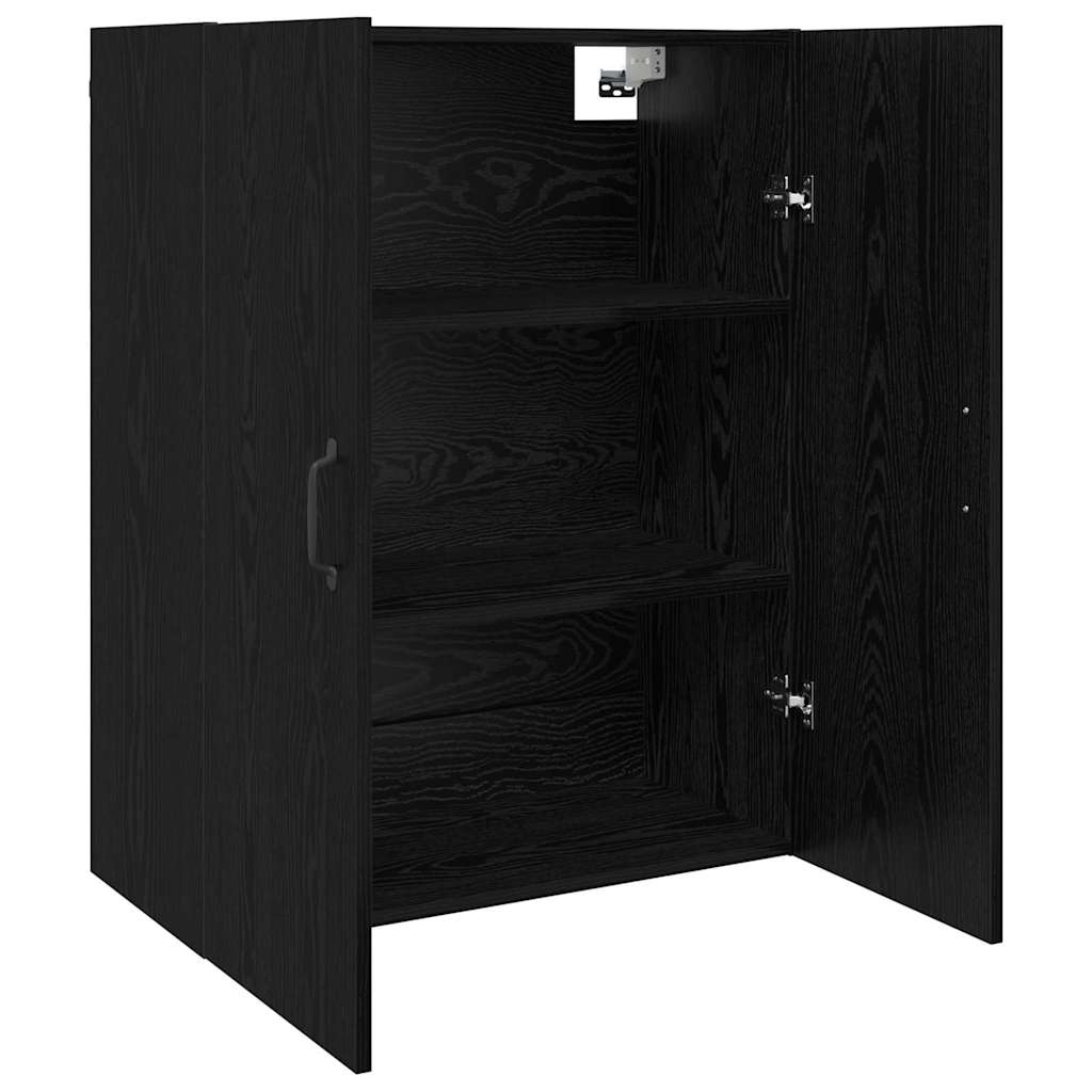 Wandschrank Wandmontiert Schwarz Eichen-Optik 69,5 x 34 x 90 cm
