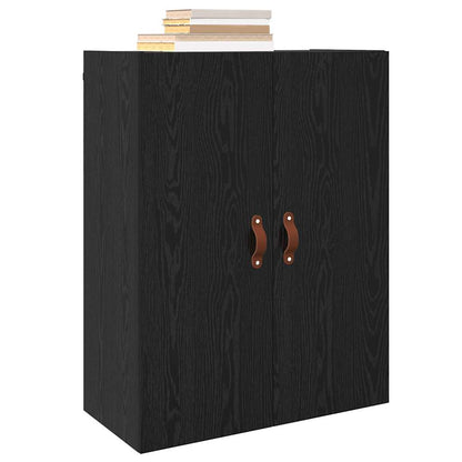 Wandschrank Wandmontiert Schwarz Eichen-Optik 69,5 x 34 x 90 cm
