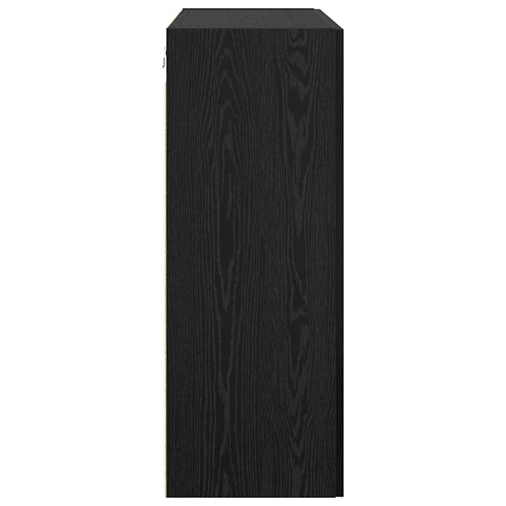 Wandschrank Wandmontiert Schwarz Eichen-Optik 69,5 x 34 x 90 cm