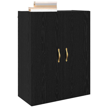 Wandschrank Wandmontiert Schwarz Eichen-Optik 69,5 x 34 x 90 cm