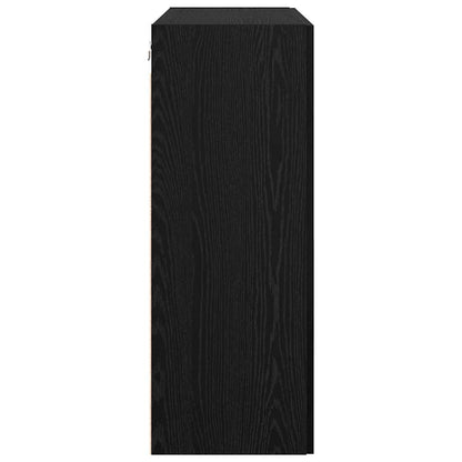 Wandschrank Wandmontiert Schwarz Eichen-Optik 69,5 x 34 x 90 cm