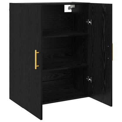 Wandschrank Wandmontiert Schwarz Eichen-Optik 69,5 x 34 x 90 cm