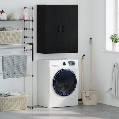 Wandschrank Wandmontiert Schwarz Eichen-Optik 69,5 x 34 x 90 cm