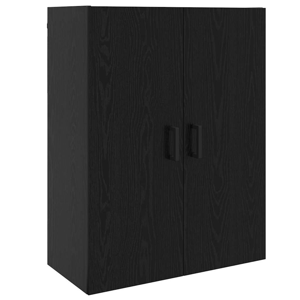 Wandschrank Wandmontiert Schwarz Eichen-Optik 69,5 x 34 x 90 cm