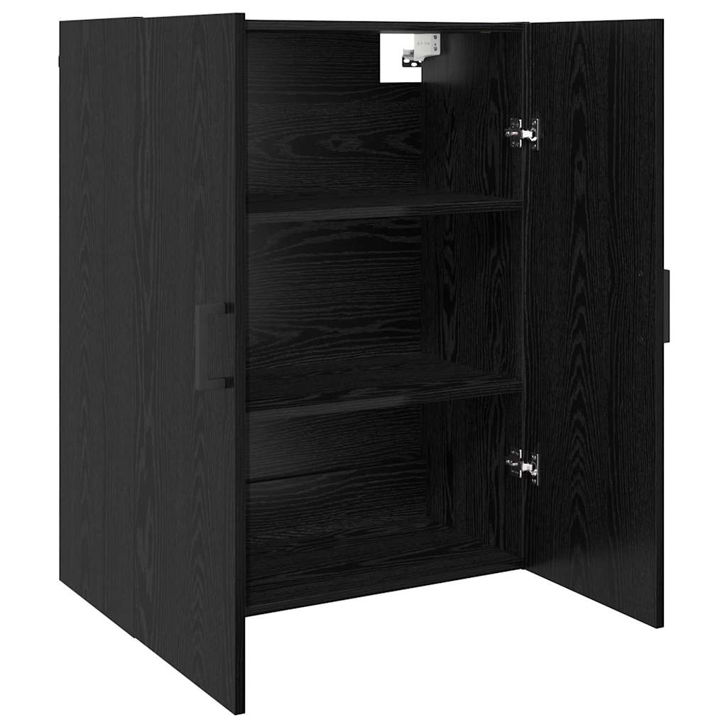 Wandschrank Wandmontiert Schwarz Eichen-Optik 69,5 x 34 x 90 cm