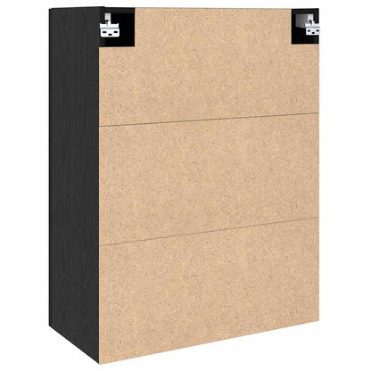 Wandschrank Wandmontiert Schwarz Eichen-Optik 69,5 x 34 x 90 cm