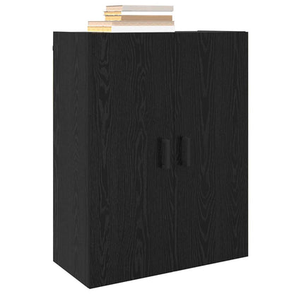 Wandschrank Wandmontiert Schwarz Eichen-Optik 69,5 x 34 x 90 cm