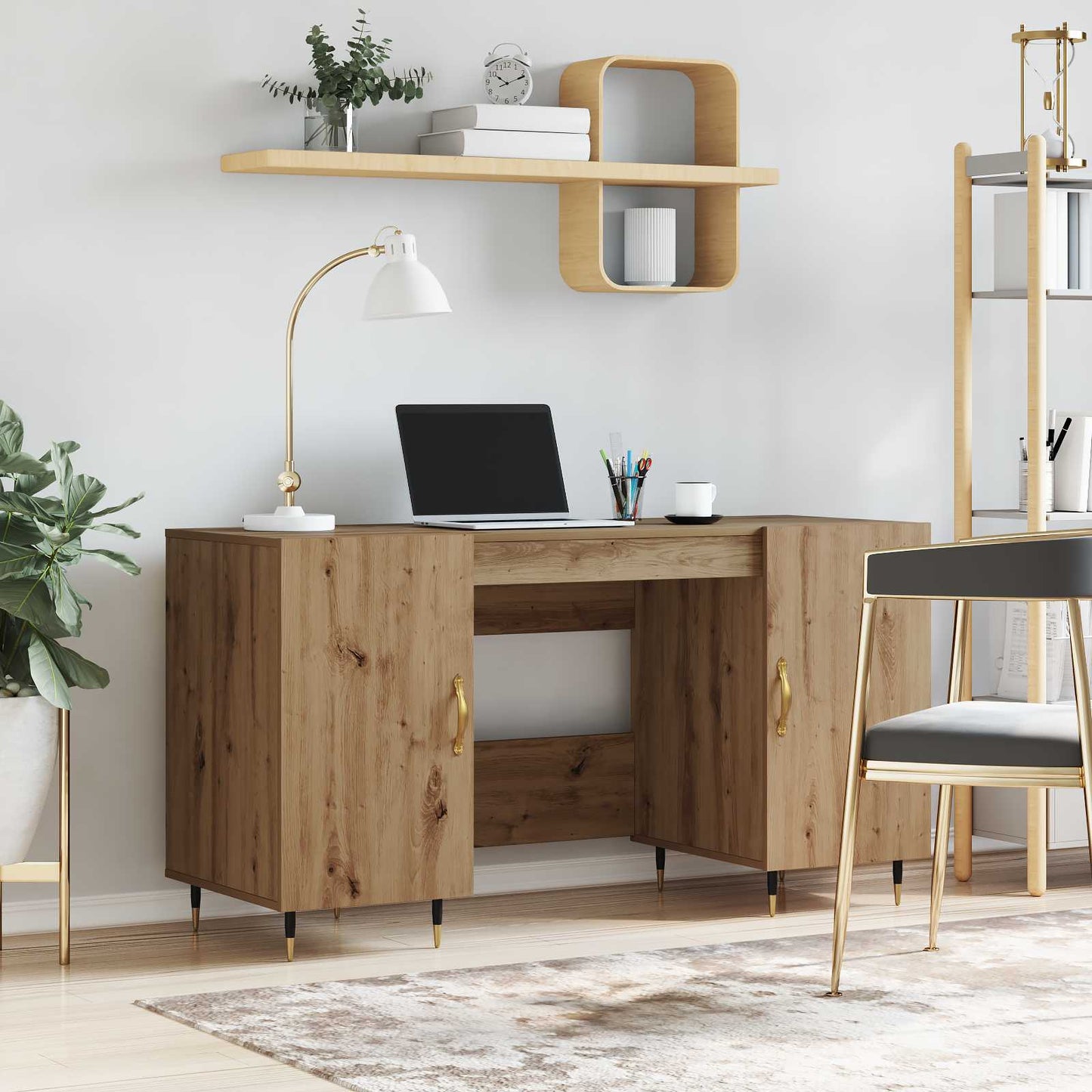 vidaXL Schreibtisch Artisan-Eiche 140 x 50 x 75 cm Holzwerkstoff