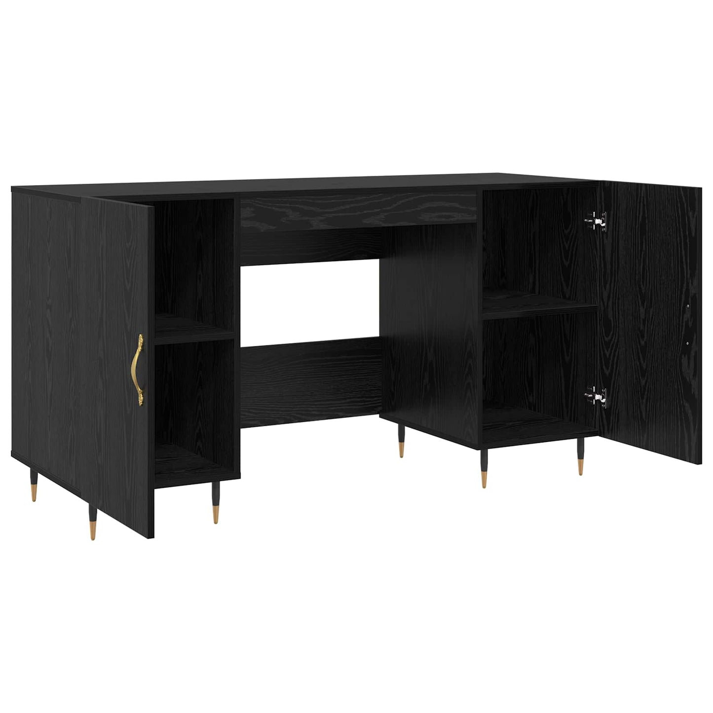 vidaXL Schreibtisch mit Regal Schwarz Eichen-Optik 140 x 50 x 75 cm