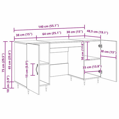 Schreibtisch mit Regal Schwarz Eichen-Optik 140 x 50 x 75 cm