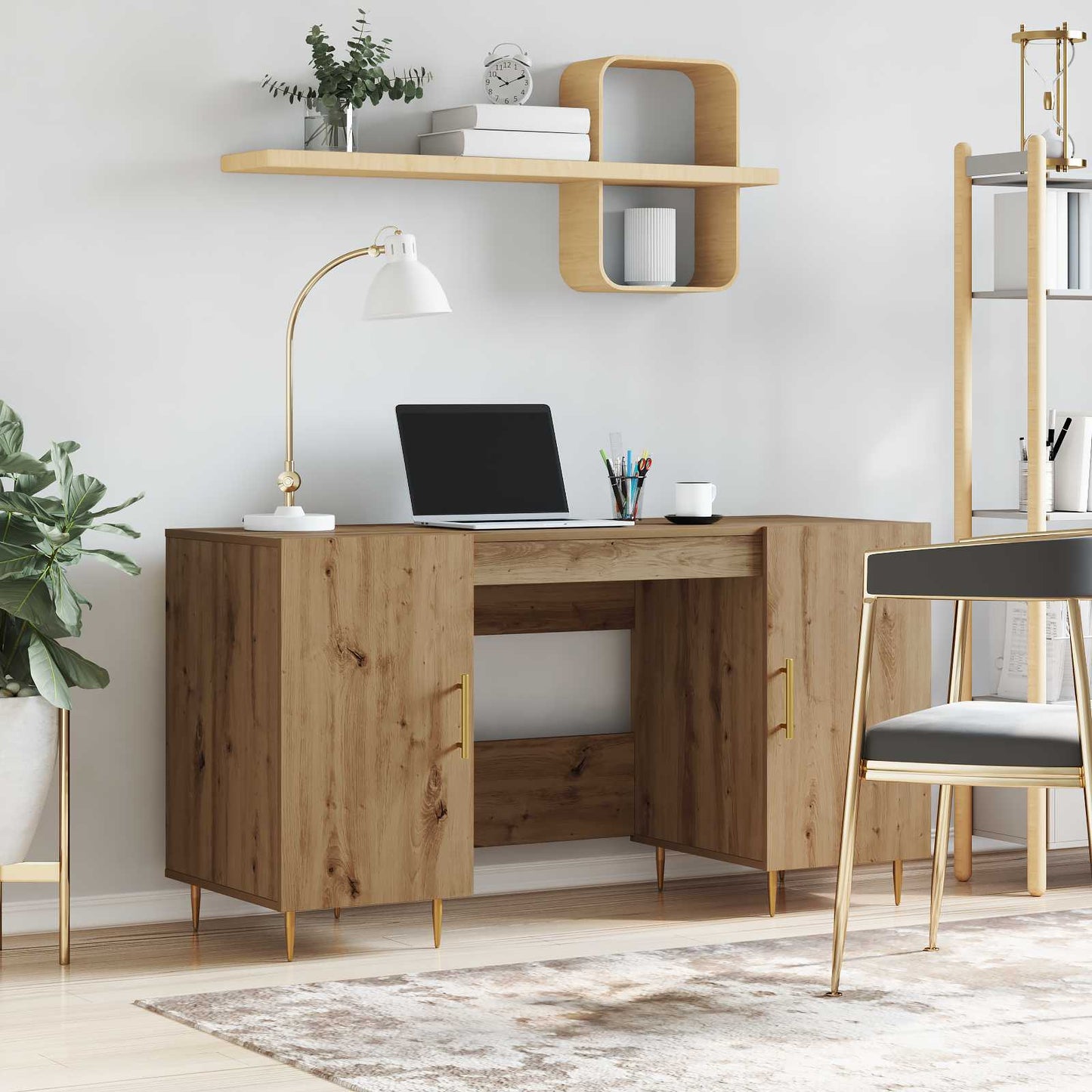 vidaXL Schreibtisch Artisan-Eiche 140 x 50 x 75 cm Holzwerkstoff