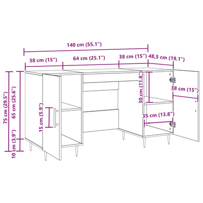 vidaXL Schreibtisch Artisan-Eiche 140 x 50 x 75 cm Holzwerkstoff